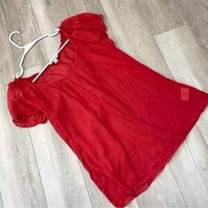 Banana Republic Top cotton sheer womens Red (medium) prairie feminine flowy